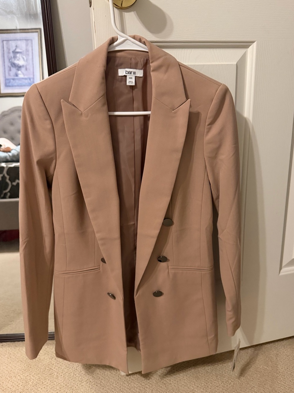 Bar III Double-Breasted Blazer in Tan